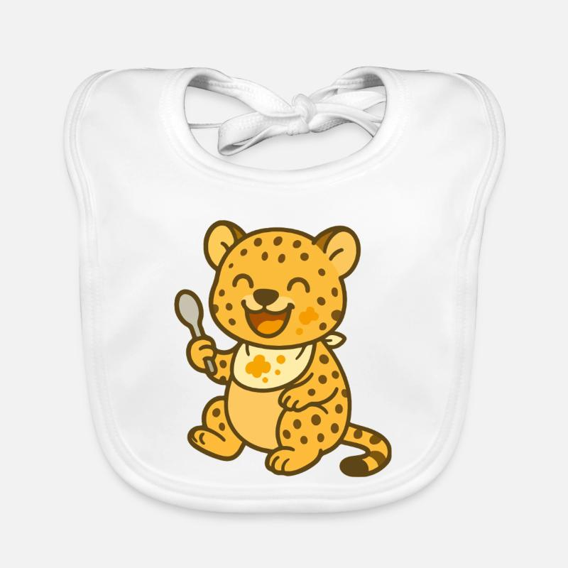 Nourrissage heureux d’un bébé guépard Bavoir bio Bébé