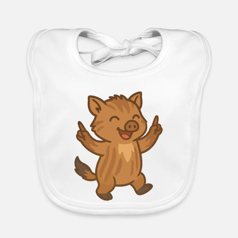 Dancing wild boar youngster Organic Baby Bibs