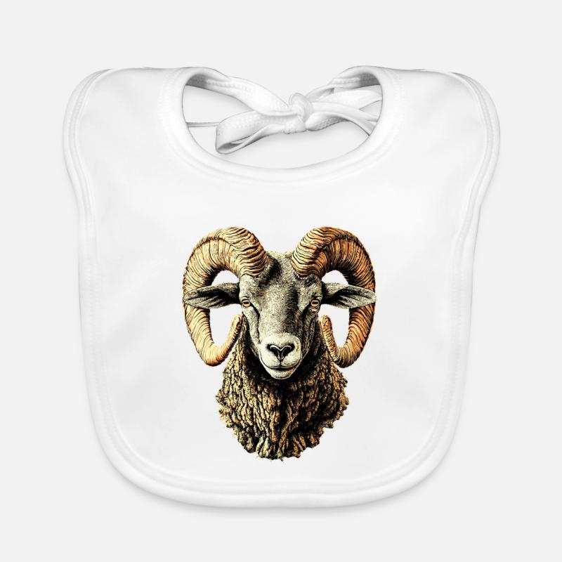 Widder Mufflon Aries Wilde Schafe Männliches Schaf Baby Bio-Lätzchen