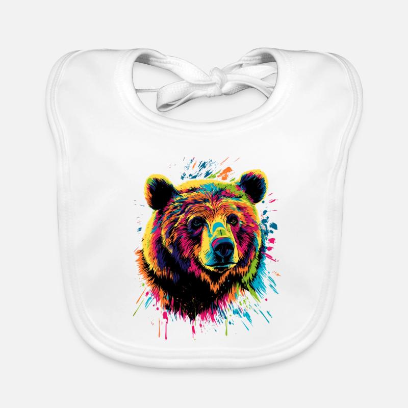 Brown Bear, Grizzly Bear, Bear Brothers, Forest, Wild Bears Organic Baby Bibs