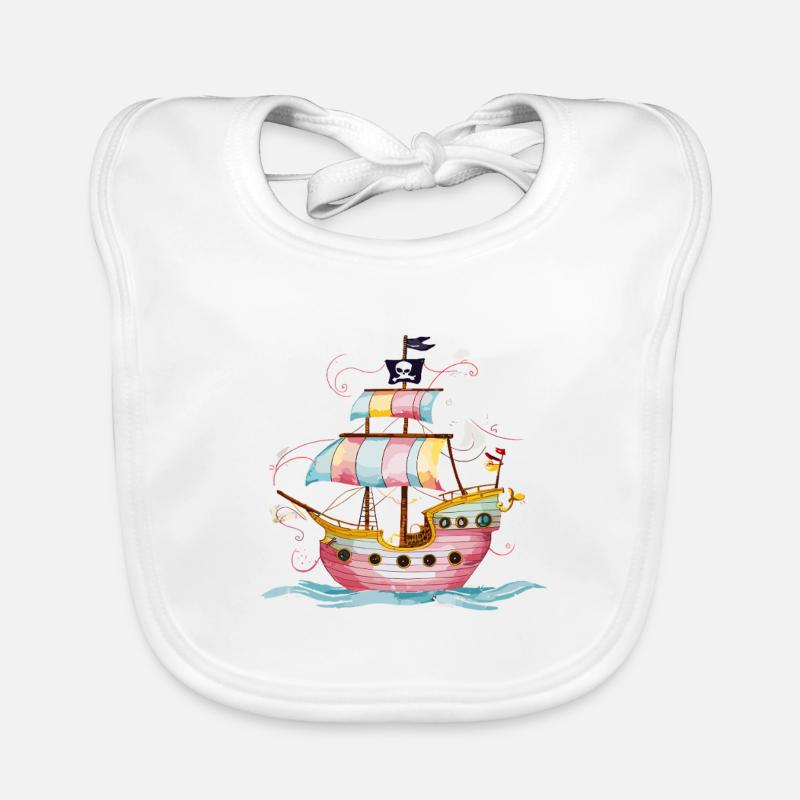 Fantasievolles Piratenschiff auf Hoher See mit Baby Bio-Lätzchen