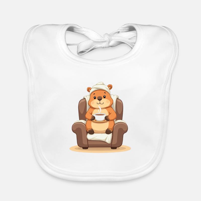 Cuddly bear with teacup Organic Baby Bibs