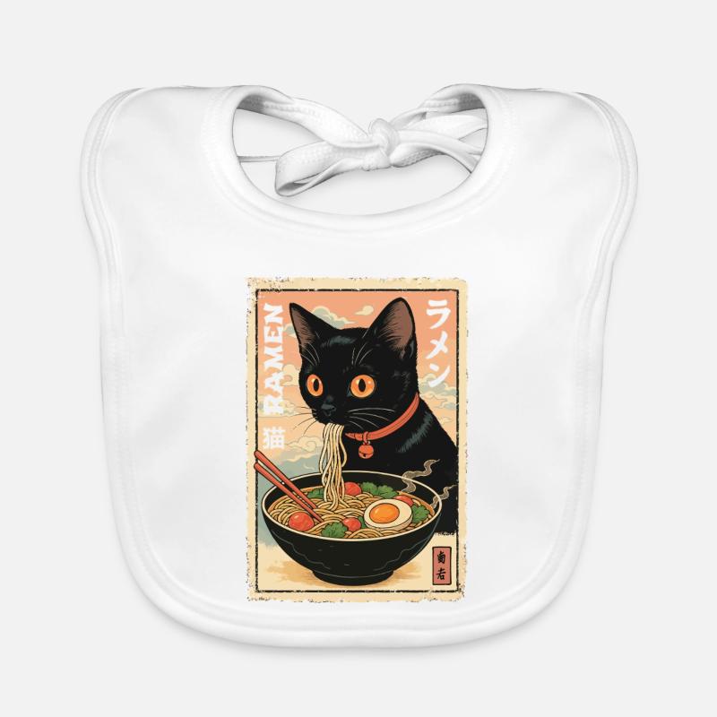 Illustration de Ramen de chat kawaii - Bavoir bio Bébé - blanc