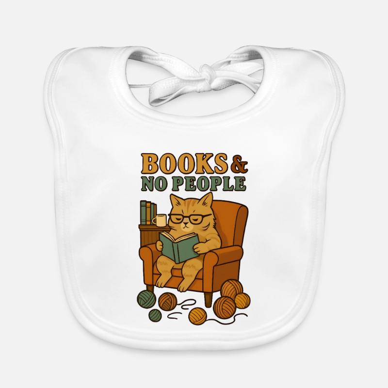 Cat reader in a comfortable armchair Organic Baby Bibs