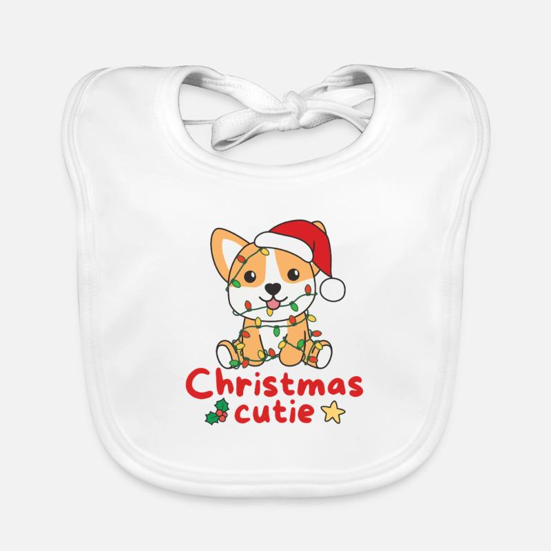 Chiens de Noël Corgi Mignon de Noël Bavoir bio Bébé