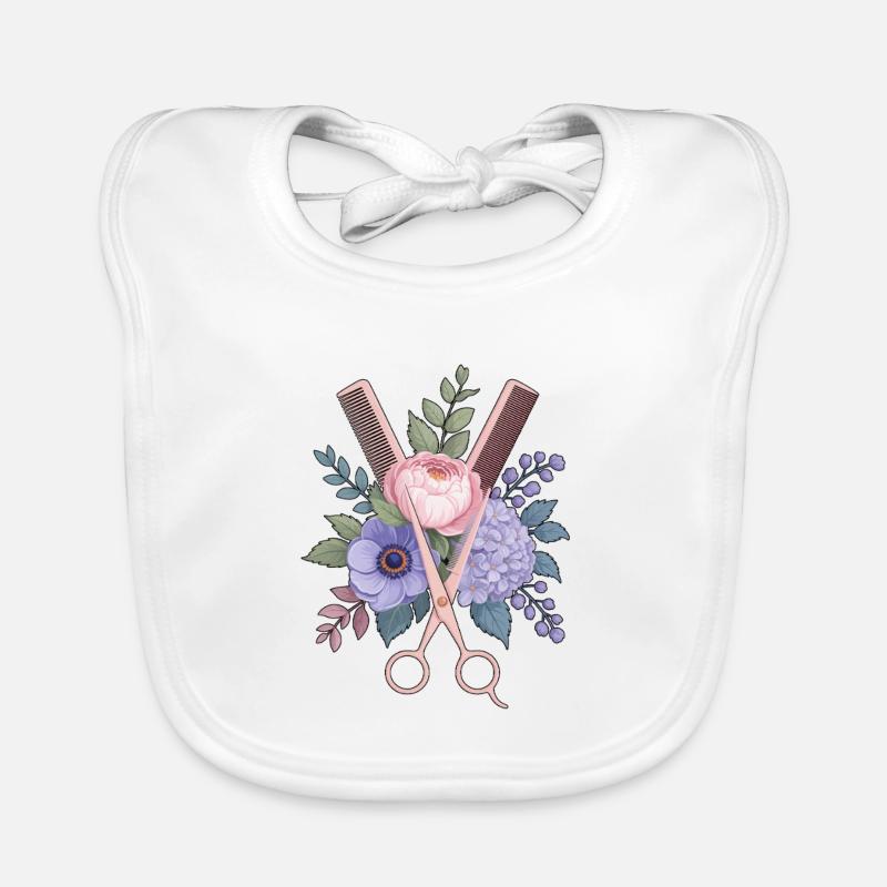 Coiffeur Ciseaux Peigne Fleurs Bavoir bio Bébé