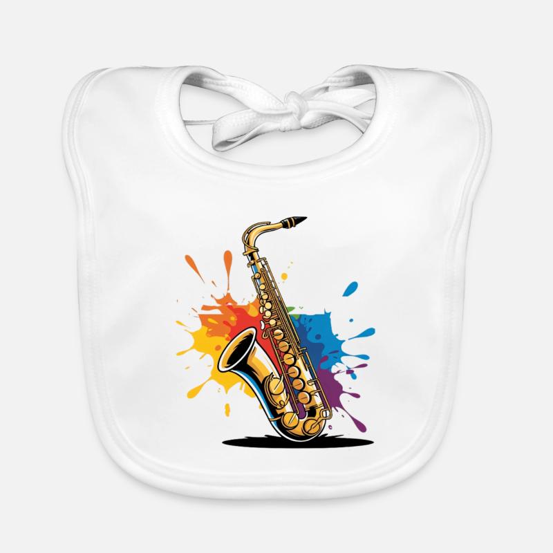 Expressionistische Saxophon Kunstdruck Baby Bio-Lätzchen