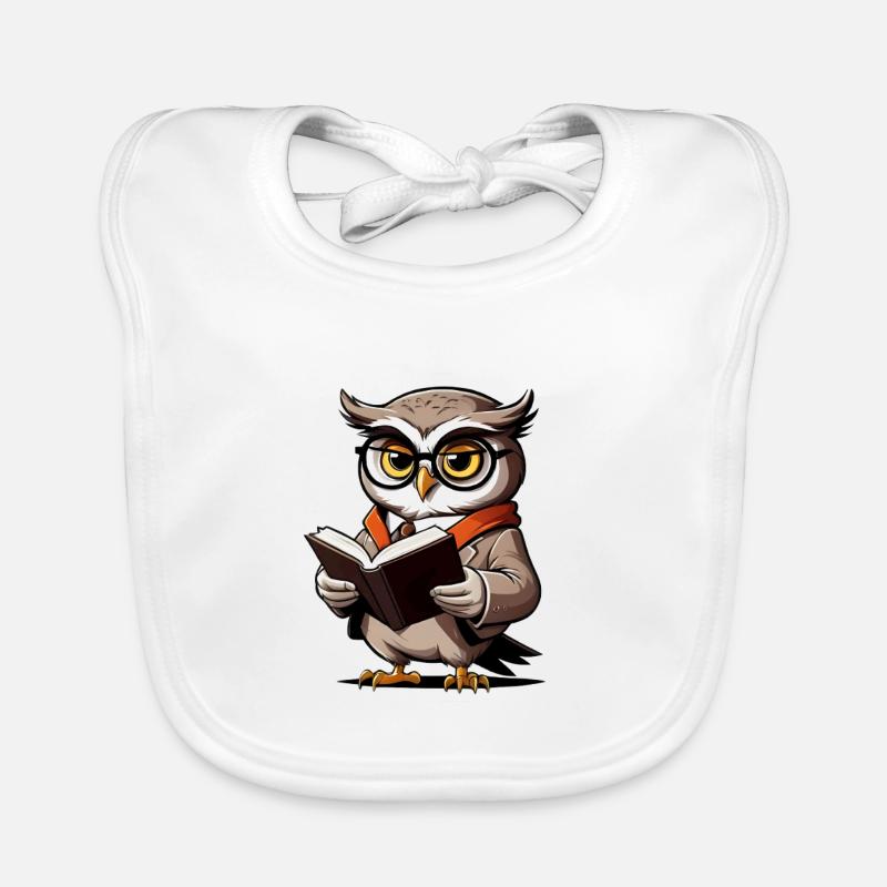 Owl with glasses and book Organic Baby Bibs