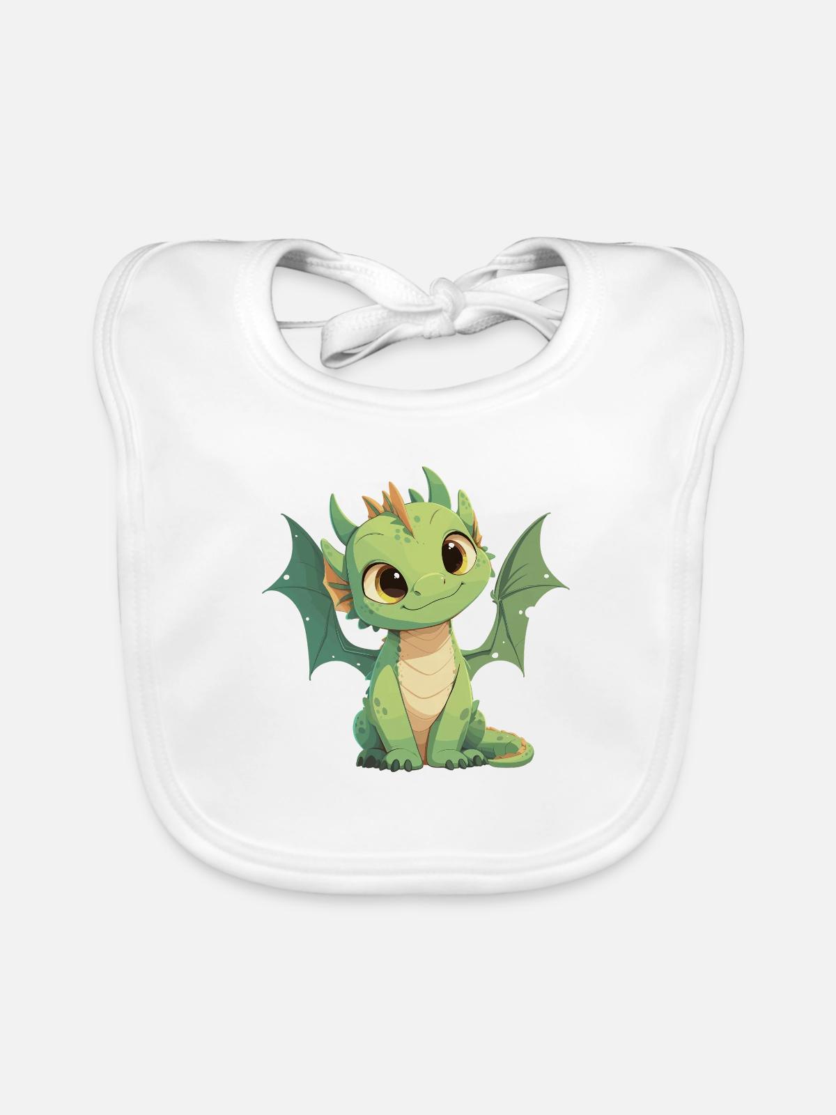 Drachen Drache - Baby Bio-Lätzchen - Weiß - Vorne