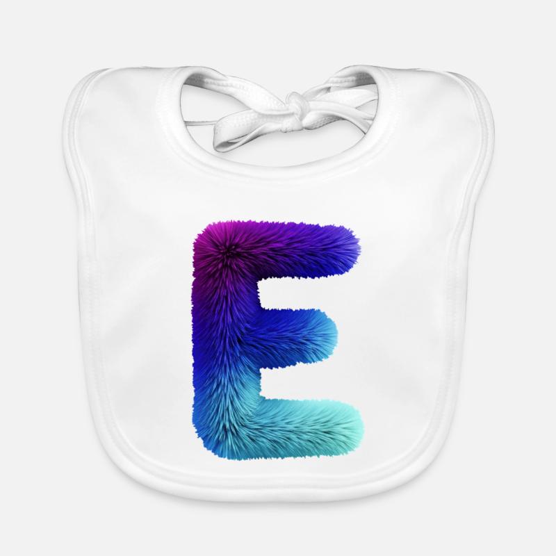 Letter E fur effect | Gradient purple blue Organic Baby Bibs