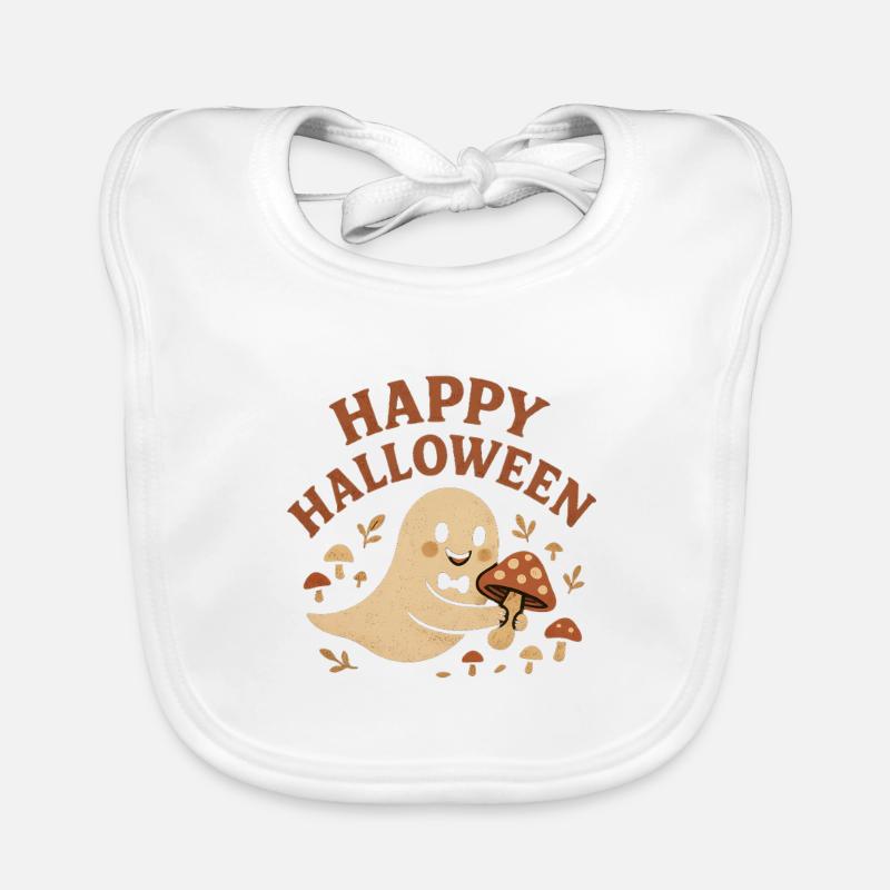 Funny Halloween ghost with mushroom Organic Baby Bibs