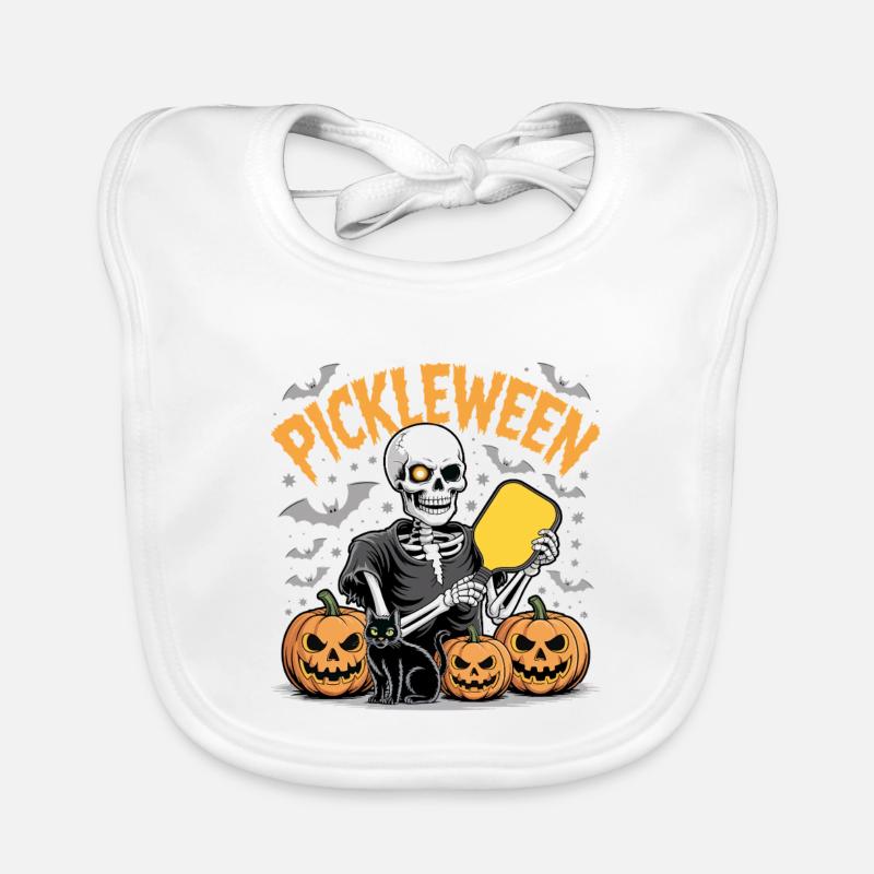 Pickleween Pickleball Player Funny Halloween Organic Baby Bibs