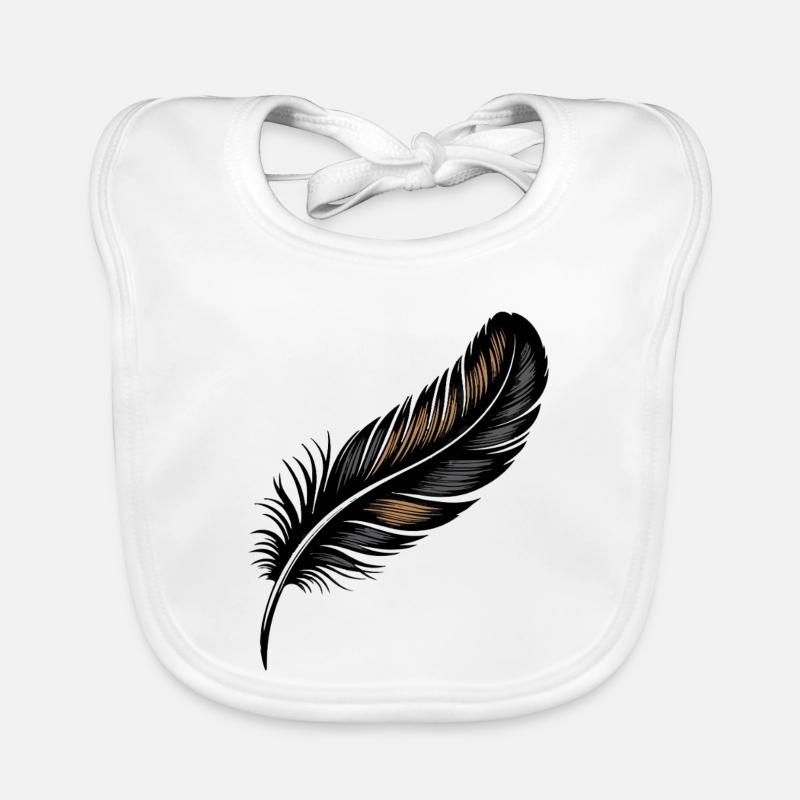 Elegant Black and Gold Feather Design Organic Baby Bibs