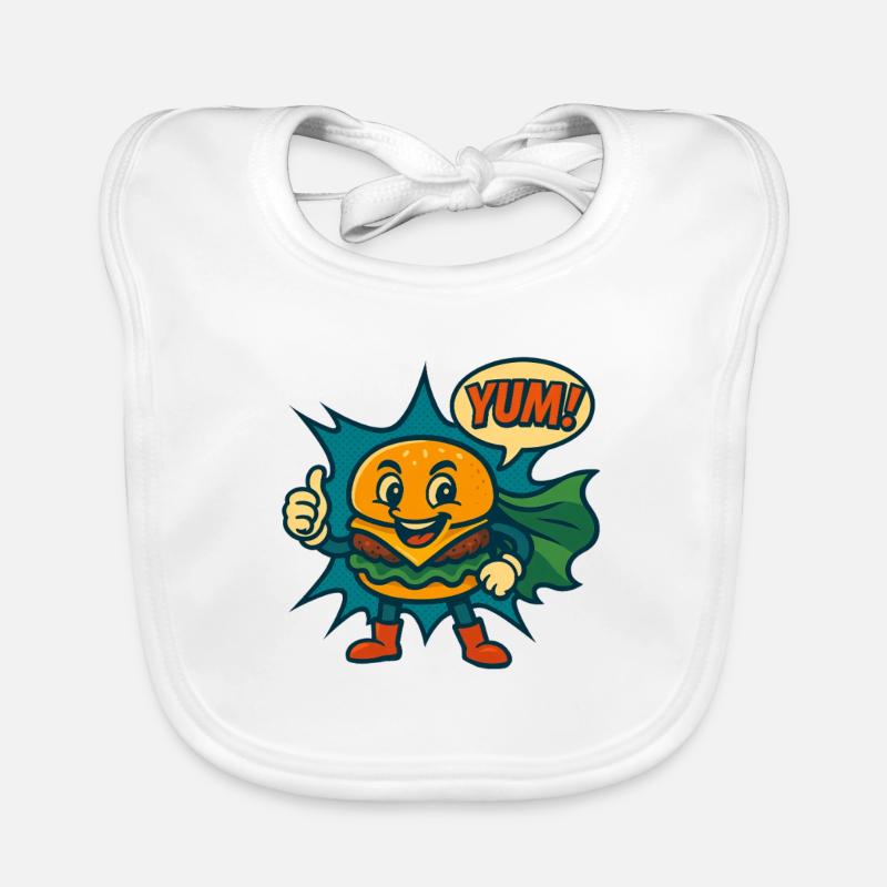 Leckerer Burger Cheeseburger Retro Fast Food USA Baby Bio-Lätzchen