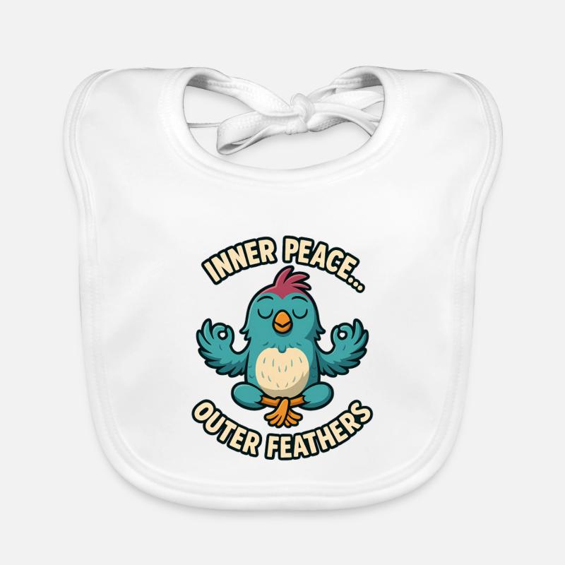 Inner Peace Outer Feather Design Organic Baby Bibs