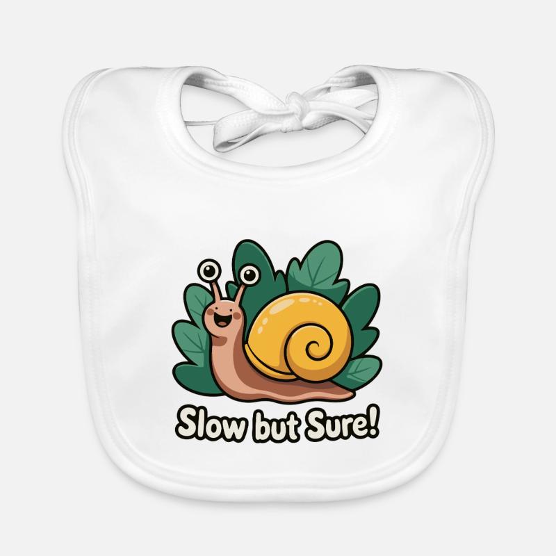 Whimsical Snail with Phrase Organic Baby Bibs