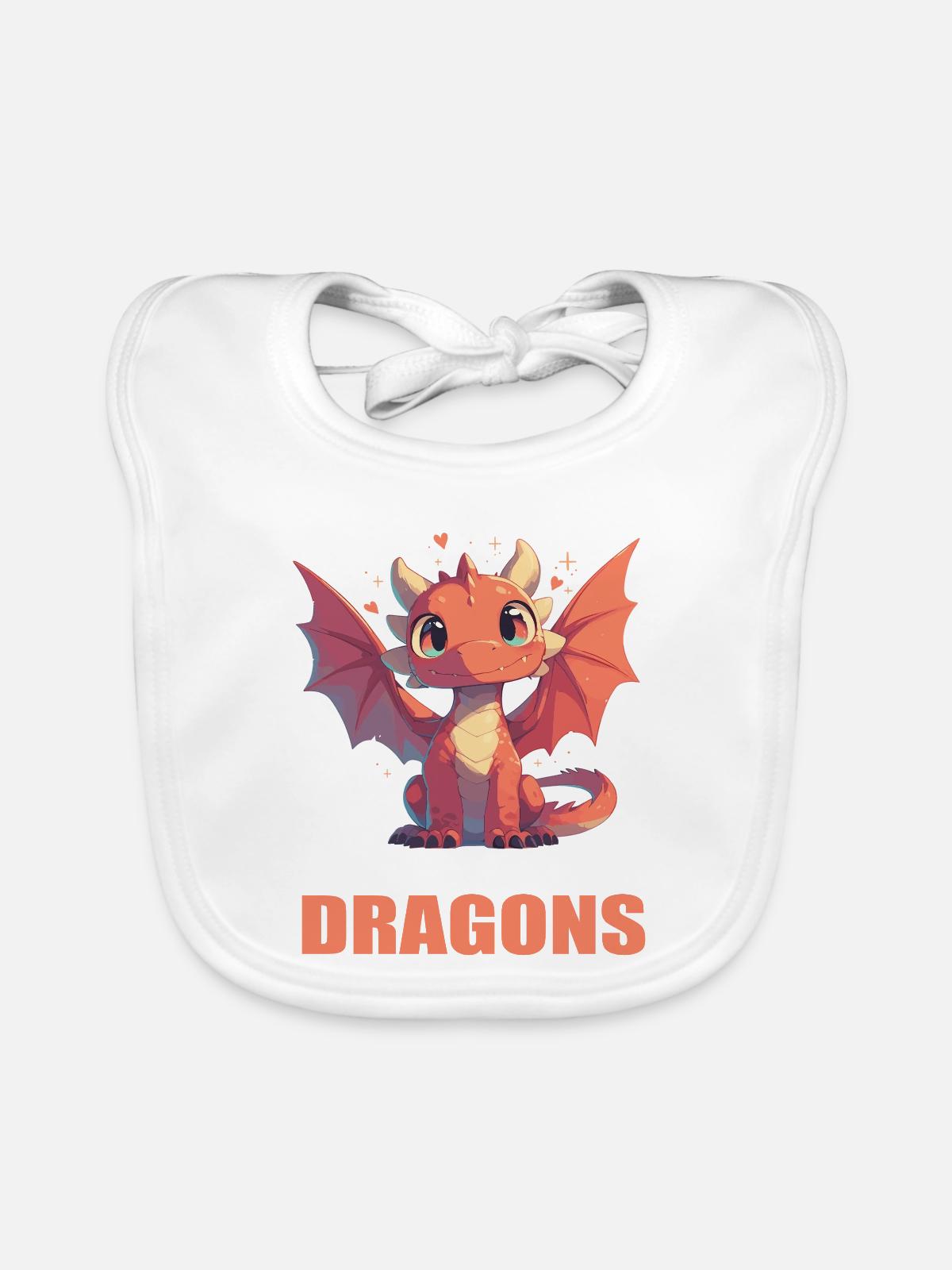 Drachen Drache - Baby Bio-Lätzchen - Weiß - Vorne