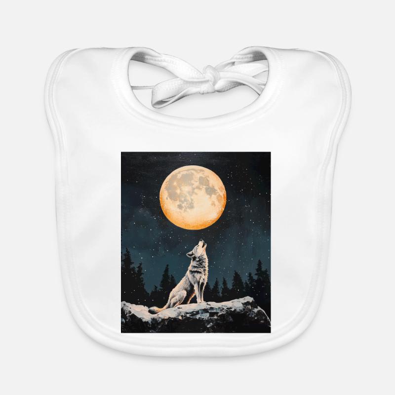 Wolf howls for the moon Organic Baby Bibs