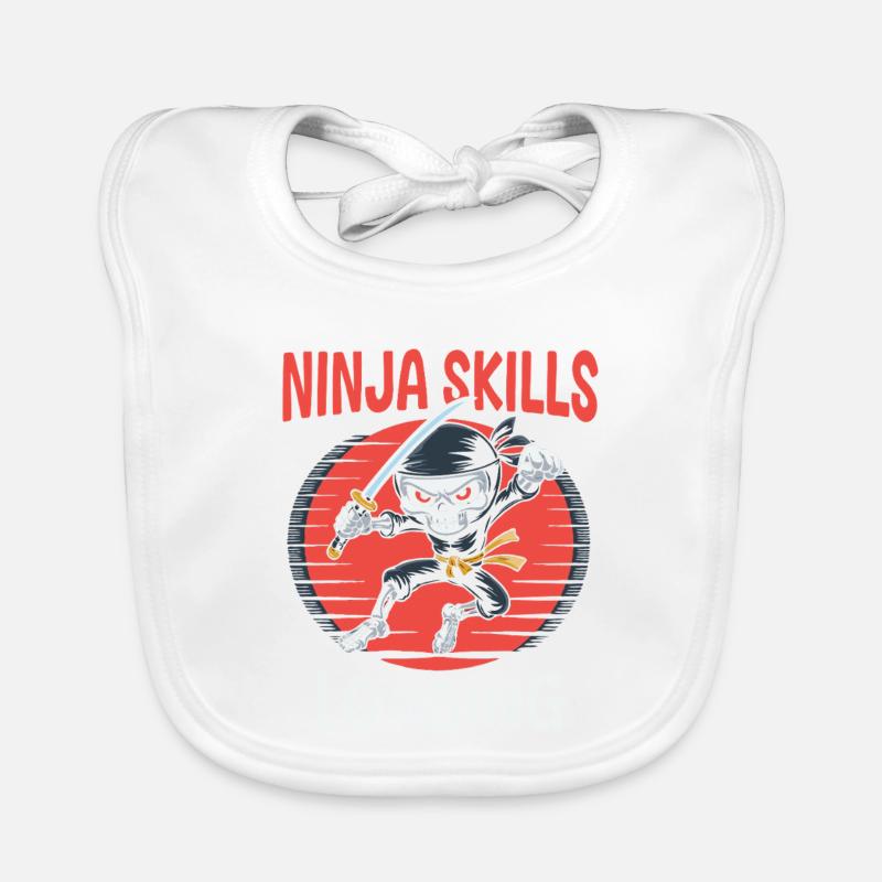 Ninja Skeleton Halloween for Kids Organic Baby Bibs