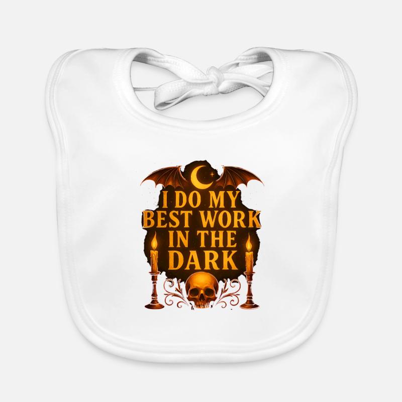 Dark Moon and Skulls Gothic Halloween Design Organic Baby Bibs