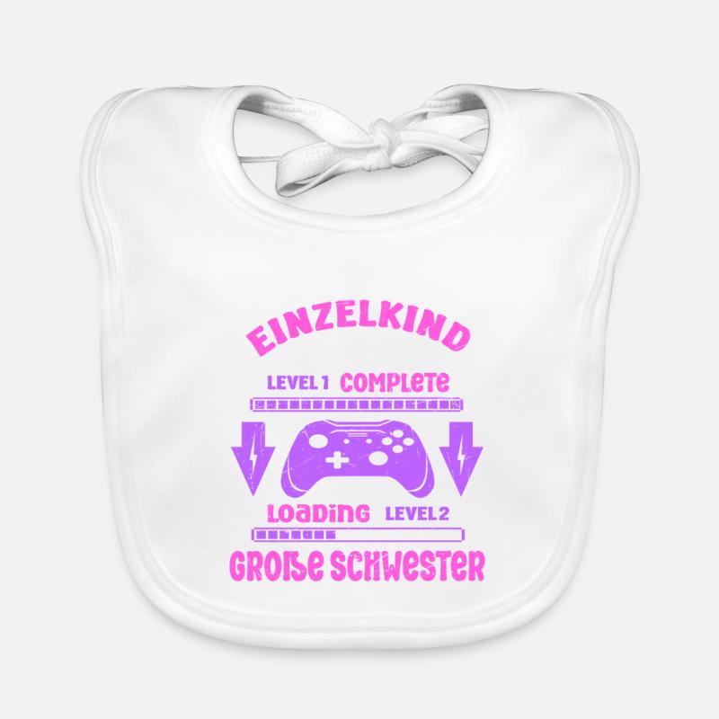 Einzelkind Complete - Loading Große Schwester 2026 - Baby Bio-Lätzchen - Weiß