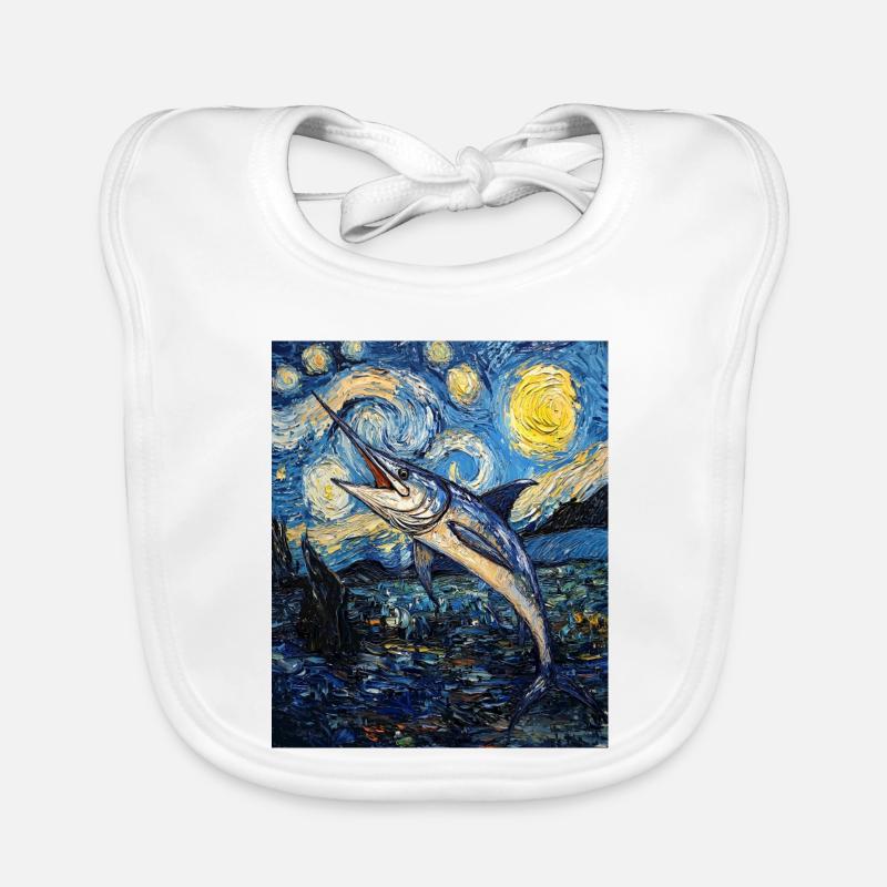 Marlin bleu, poisson étoilé à la Van Gogh Bavoir bio Bébé