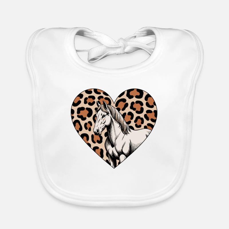 Leopard Herz mit Pferd Baby Bio-Lätzchen