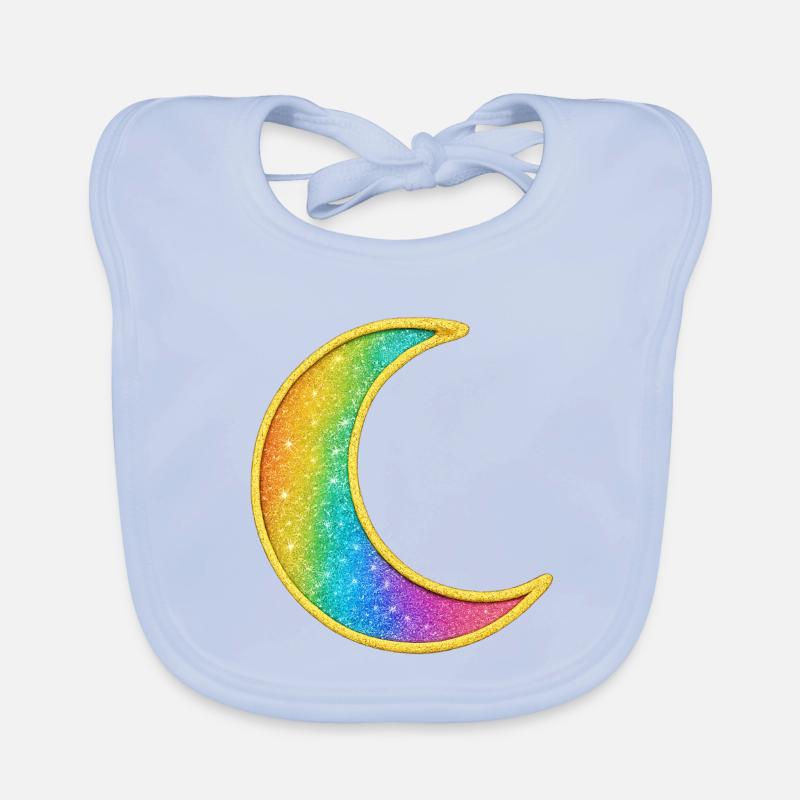 Conception de paillettes de lune arc-en-ciel Bavoir bio Bébé