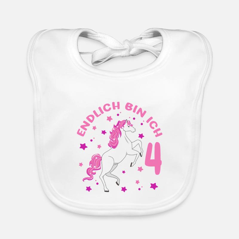 4 Jahre alt Pferd Endlich Bin Ich 4 Mädchen 4. Baby Bio-Lätzchen