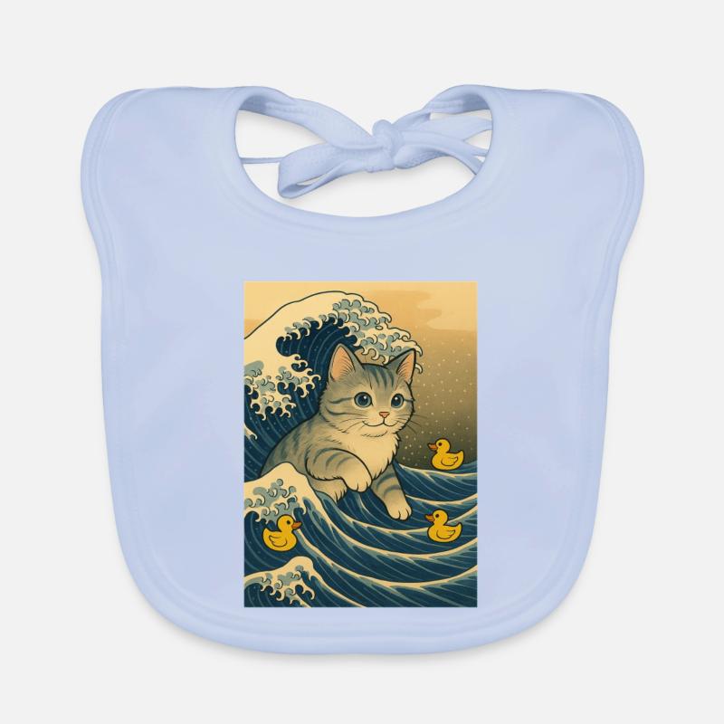 Chats dans la mer de vagues avec des canards Bavoir bio Bébé