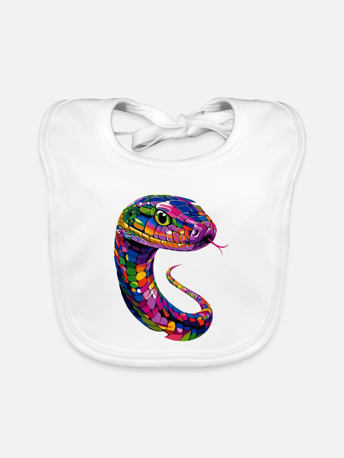 Schlange Python Kobra Klapperschlange Schlangen - Baby Bio-Lätzchen - Weiß - Vorne