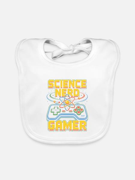Science Nerd Gamer Atom Controller Wissenschaft - Bavoir bio Bébé - blanc - Devant