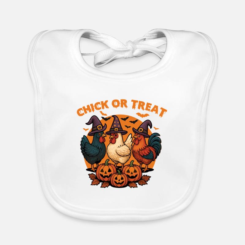 Küken oder Leckerli Gruseliges Halloween-Huhn Baby Bio-Lätzchen