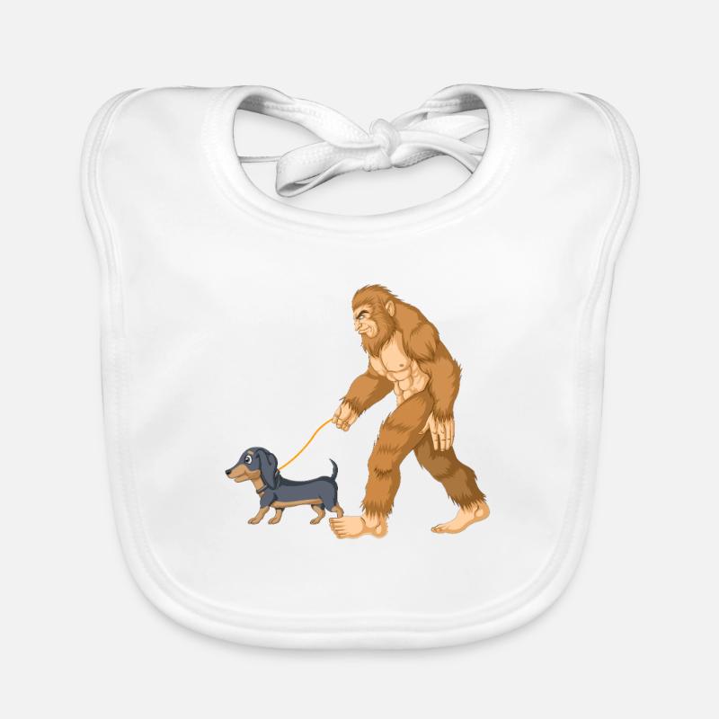 Bigfoot Walking Dachshund Tee Organic Baby Bibs