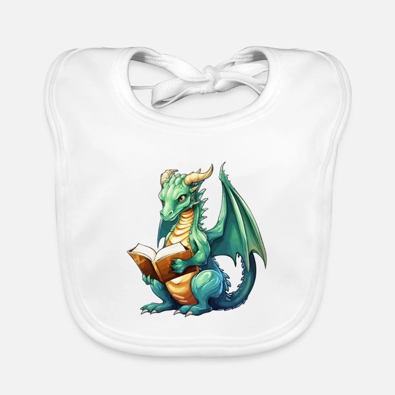 Fantasy-Lese-Drache mit Buch Baby Bio-Lätzchen