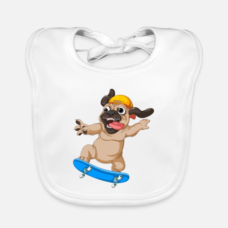 Mops Skateboarden Baby Bio-Lätzchen