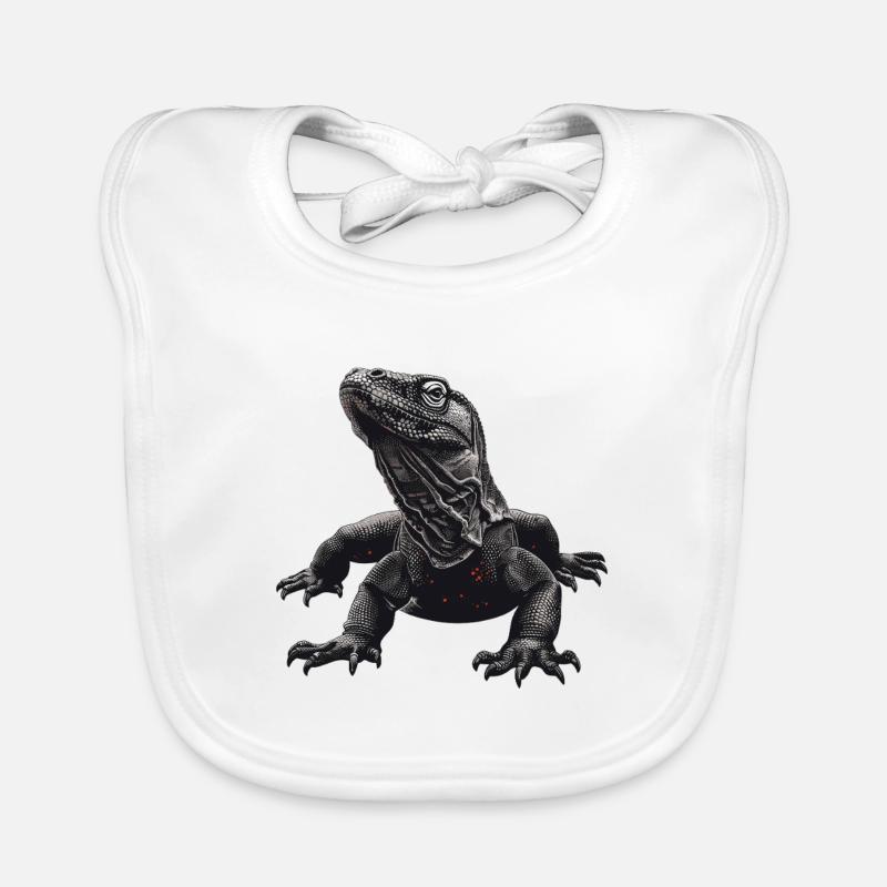 Dark Komodo Dragon Art Print Organic Baby Bibs