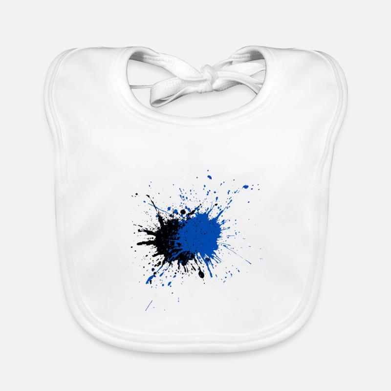 Impression créative d’éclaboussures de peinture bleue - Bavoir bio Bébé - blanc