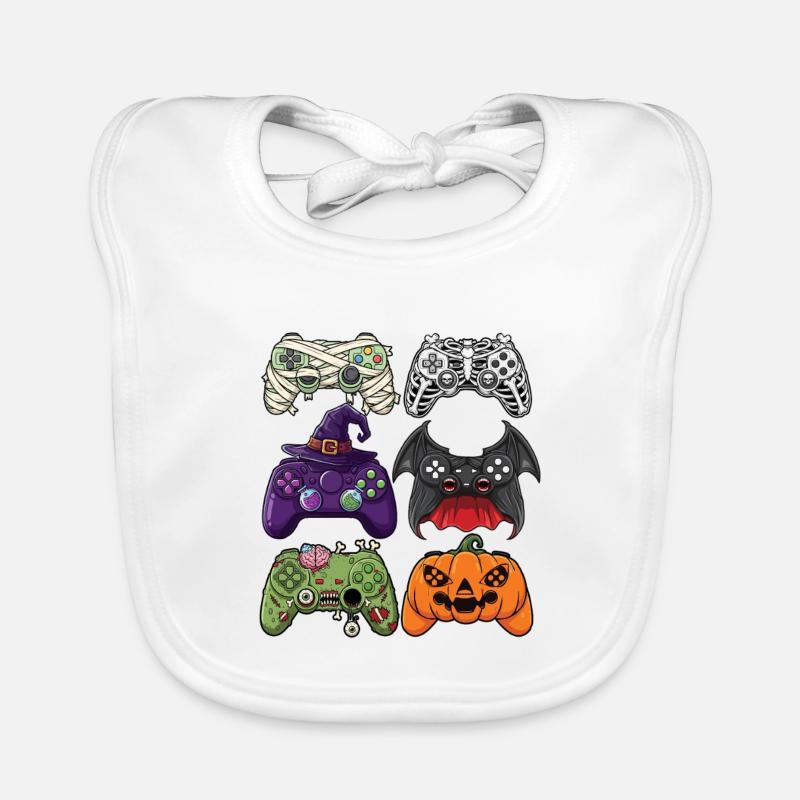 Halloween Gaming Controllers — Spooky Gamer Vibes Organic Baby Bibs