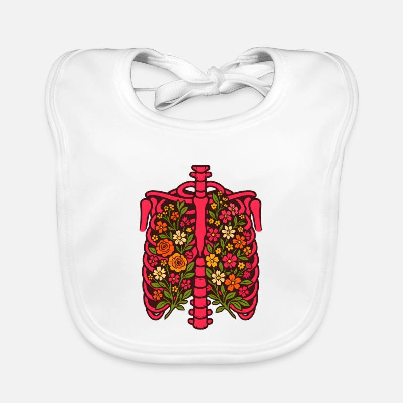 Fleur florale de cage thoracique pour le style d’Halloween Bavoir bio Bébé