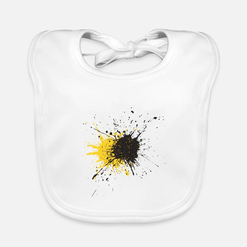 Kunstspritzer Gelb Schwarz Splash Baby Bio-Lätzchen