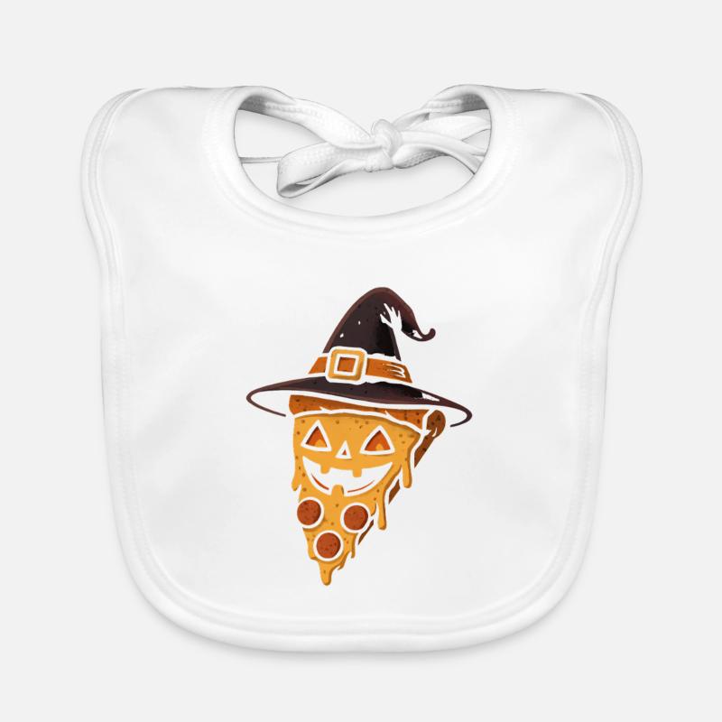 Kürbispizza mit Hexenhut Baby Bio-Lätzchen