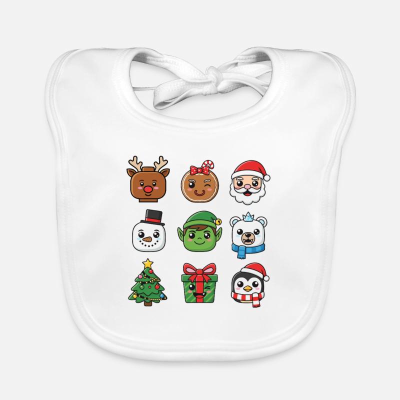 Weihnachten Baustein Köpfe Jugend Kind Weihnachten - Baby Bio-Lätzchen - Weiß