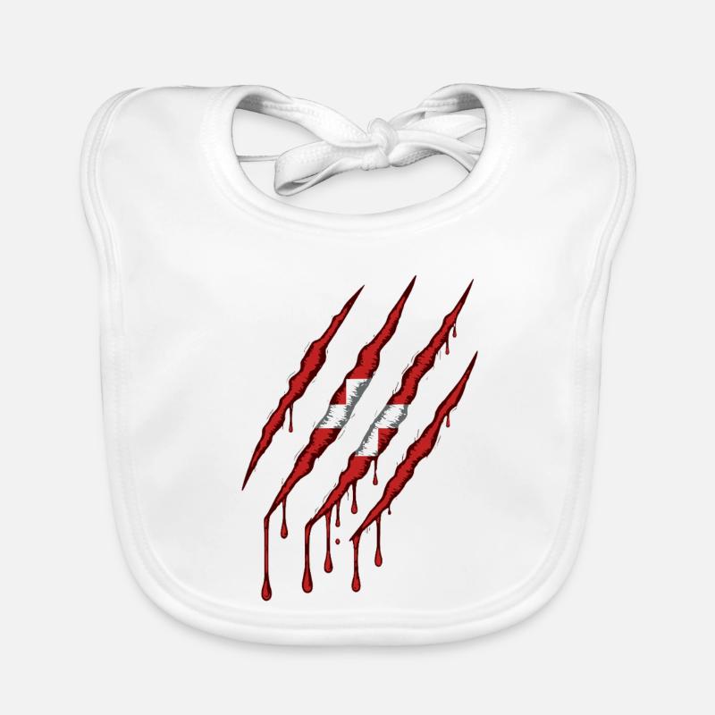 Denmark Claw Grunge Dannebrog Flag Scratch Organic Baby Bibs