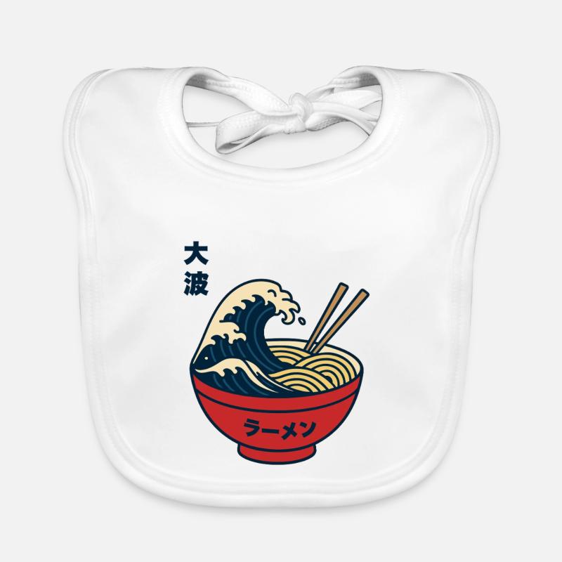 La vague de ramen - Japon - Bavoir bio Bébé - blanc