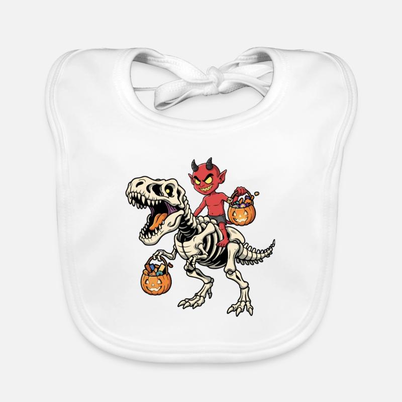 Dämon reitet Skelett T-Rex Halloween Dinosaurier Baby Bio-Lätzchen