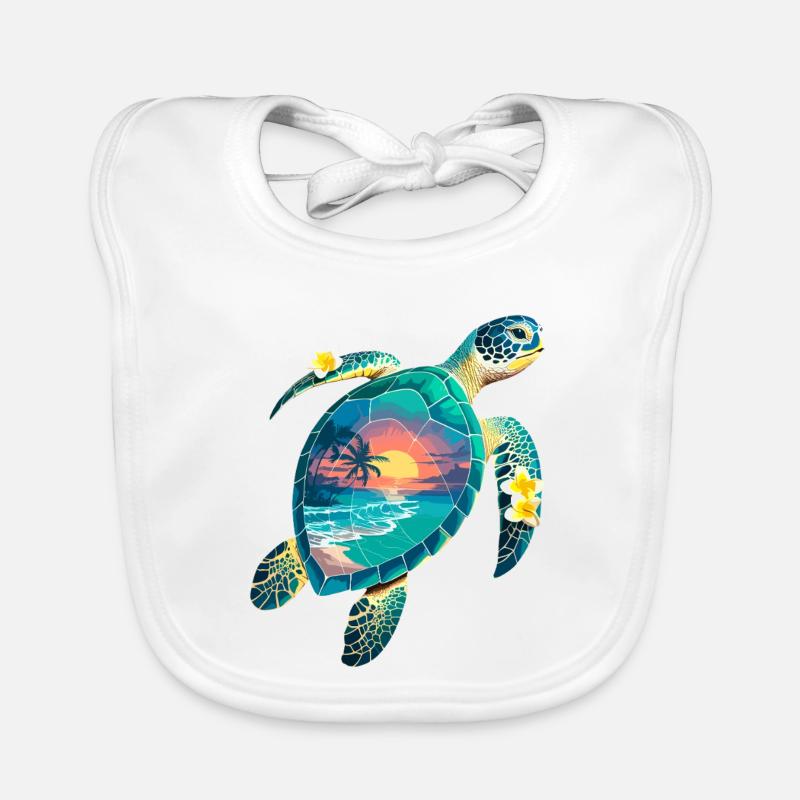 Turtle Waves Surf Turtle Surfer Turtles Bavoir bio Bébé