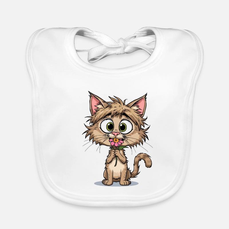 Chaton avec fleur Bavoir bio Bébé