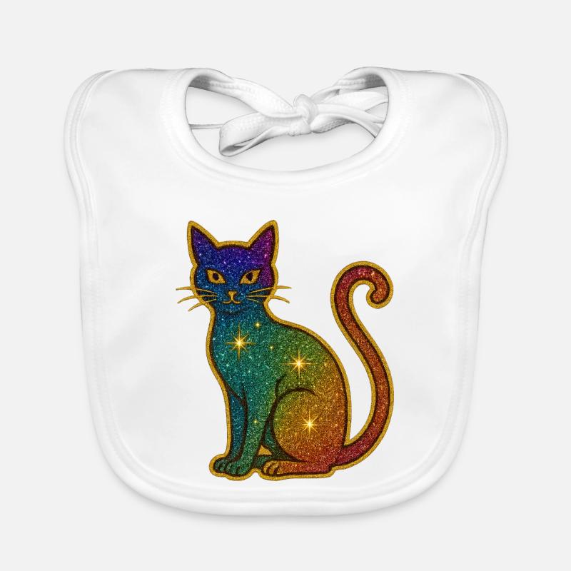 Regenbogen Glitzer Katze zu Halloween Baby Bio-Lätzchen