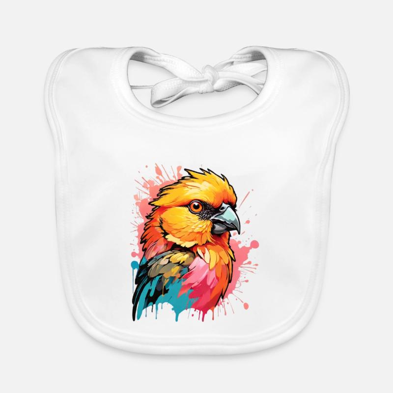 Fiery Parrot Color Art Organic Baby Bibs